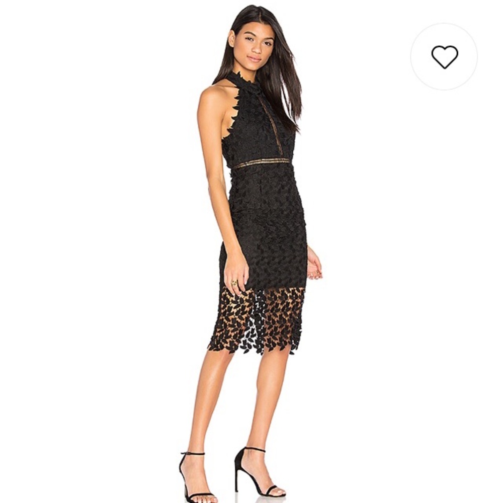 Black Bardot lace midi dress
